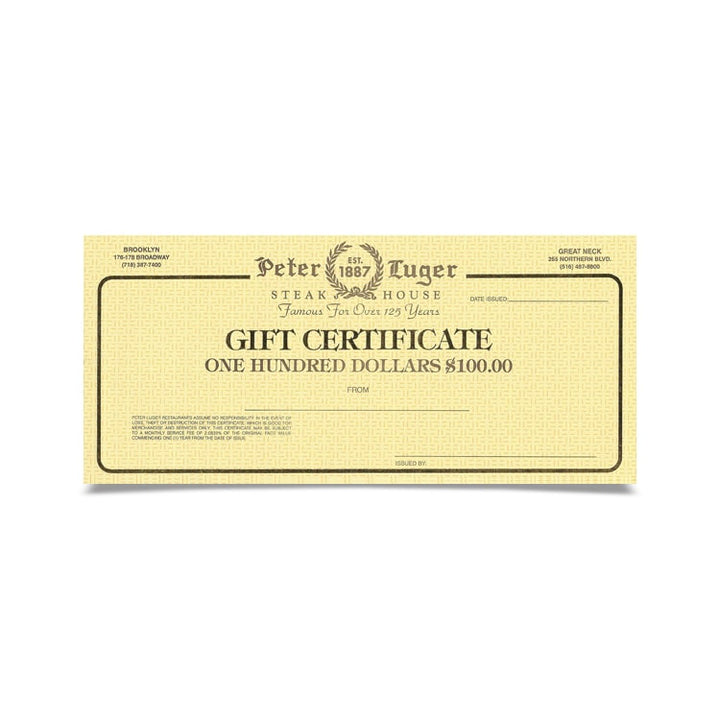 Peter Luger Gift Certificate