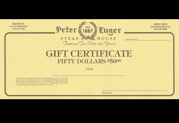 $50 Peter Luger Gift Certificate